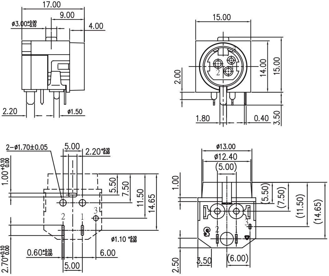 מחבר DC להלחמה למעגל מודפס MULTICOMP 2MJ-0401A110